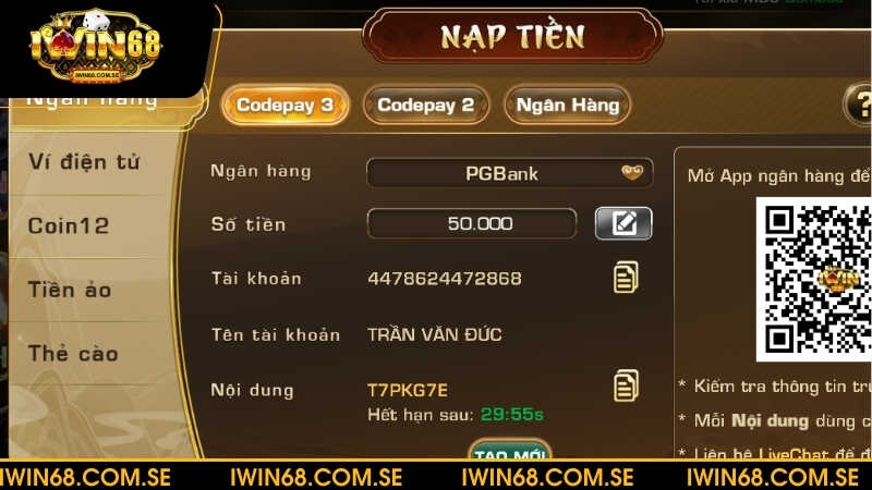 Nạp tiền iWin68